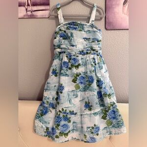 Abercrombie girl Dress 7/8 years cotton pre loved blue green floral